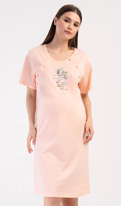 Dámska tehotenská nočná košeľa Vienetta Secret Čáp s klobúkom