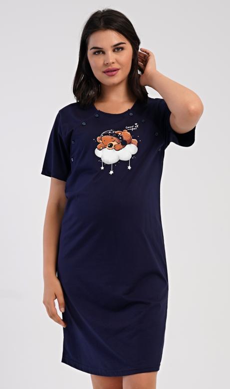 Dámska tehotenská nočná košeľa Vienetta Secret Méďa na obláčku