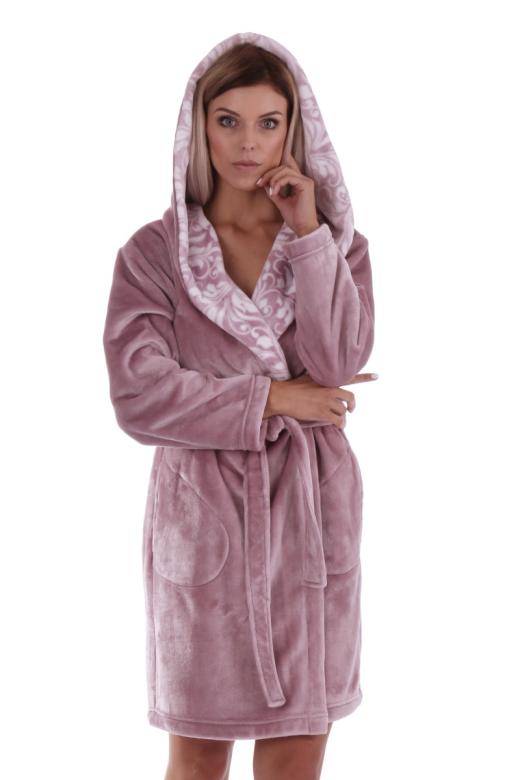 Dámsky župan s kapucňou Vestis Flora 4856 mauve mist