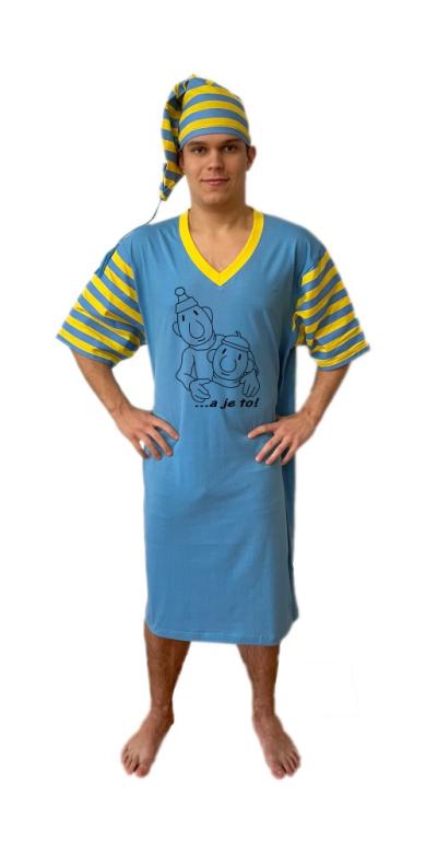 Pánska nočná košeľa Pat and Mat Obrys modrý